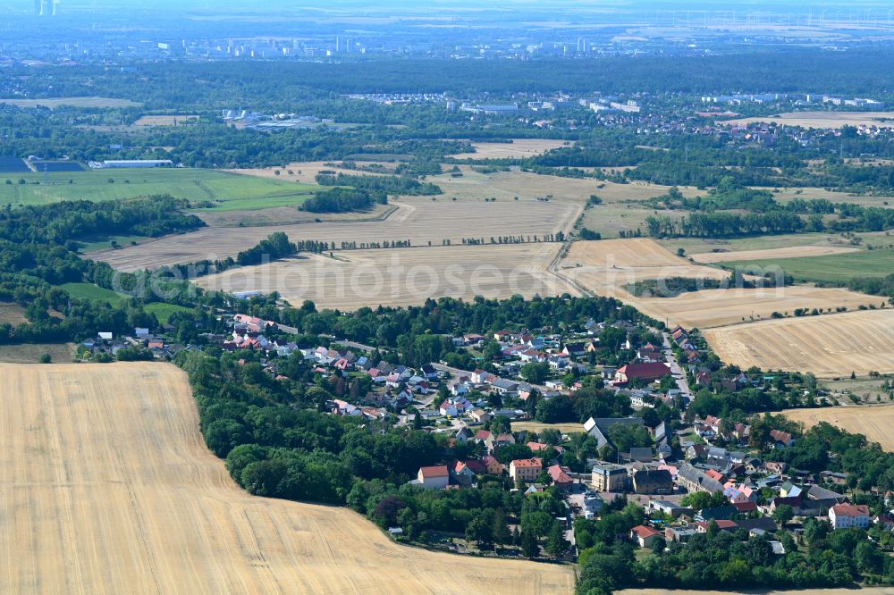 Aerial photograph Morl - Village view on the edge of agricultural fields and land in Morl in the state Saxony-Anhalt, Germany