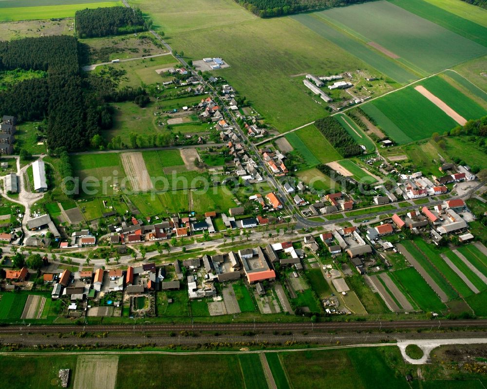 Aerial photograph Nedlitz - Village view on the edge of agricultural fields and land in Nedlitz in the state Saxony-Anhalt, Germany