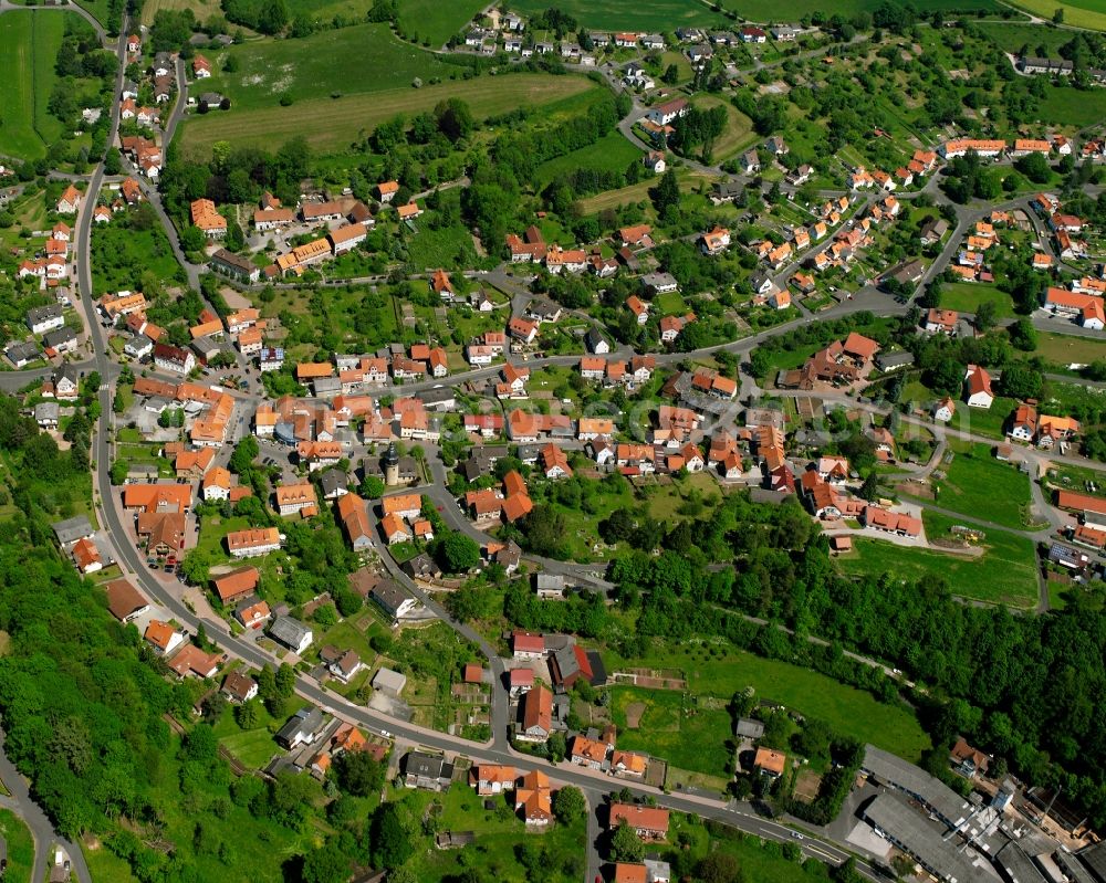 Aerial photograph Nentershausen - Village view on the edge of agricultural fields and land in Nentershausen in the state Hesse, Germany