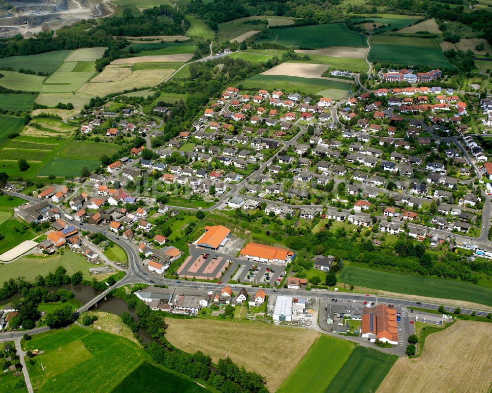 Aerial photograph Ober-Ofleiden - Village view on the edge of agricultural fields and land in Ober-Ofleiden in the state Hesse, Germany