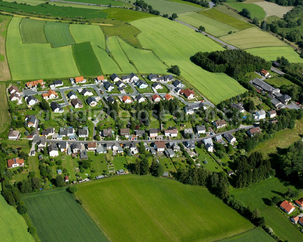 Aerial image Oberkotzau - Village view on the edge of agricultural fields and land on street Hasenheide in Oberkotzau in the state Bavaria, Germany