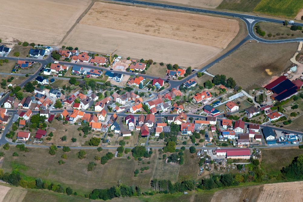 Oberndorf from the bird's eye view: Village view on the edge of agricultural fields and land in Oberndorf in the state Bavaria, Germany