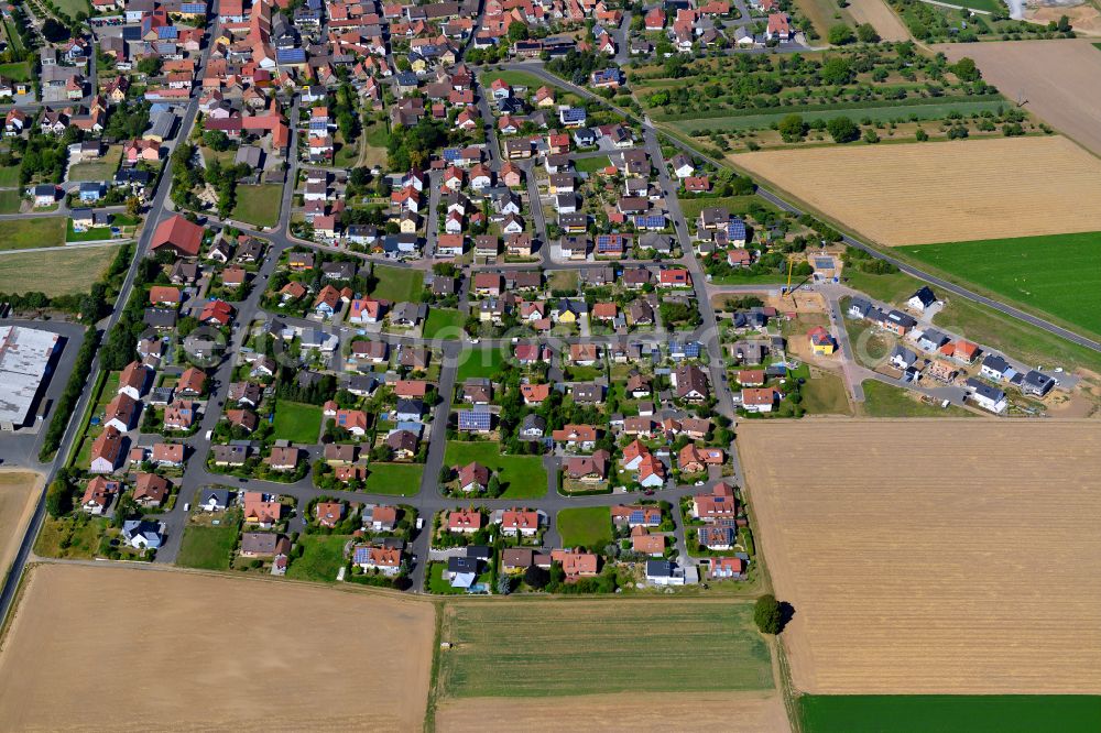 Aerial photograph Oberpleichfeld - Village view on the edge of agricultural fields and land in Oberpleichfeld in the state Bavaria, Germany