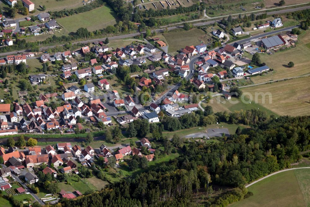 Aerial photograph Obersinn - Village view on the edge of agricultural fields and land in Obersinn in the state Bavaria, Germany