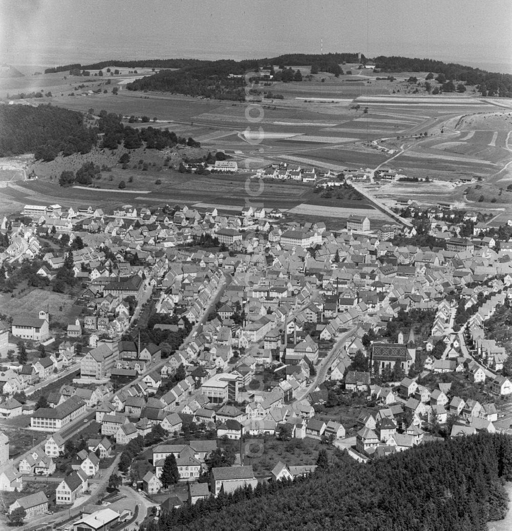 Aerial image Albstadt - Village view on the edge of agricultural fields and land Onstmettingen in Albstadt in the state Baden-Wuerttemberg, Germany