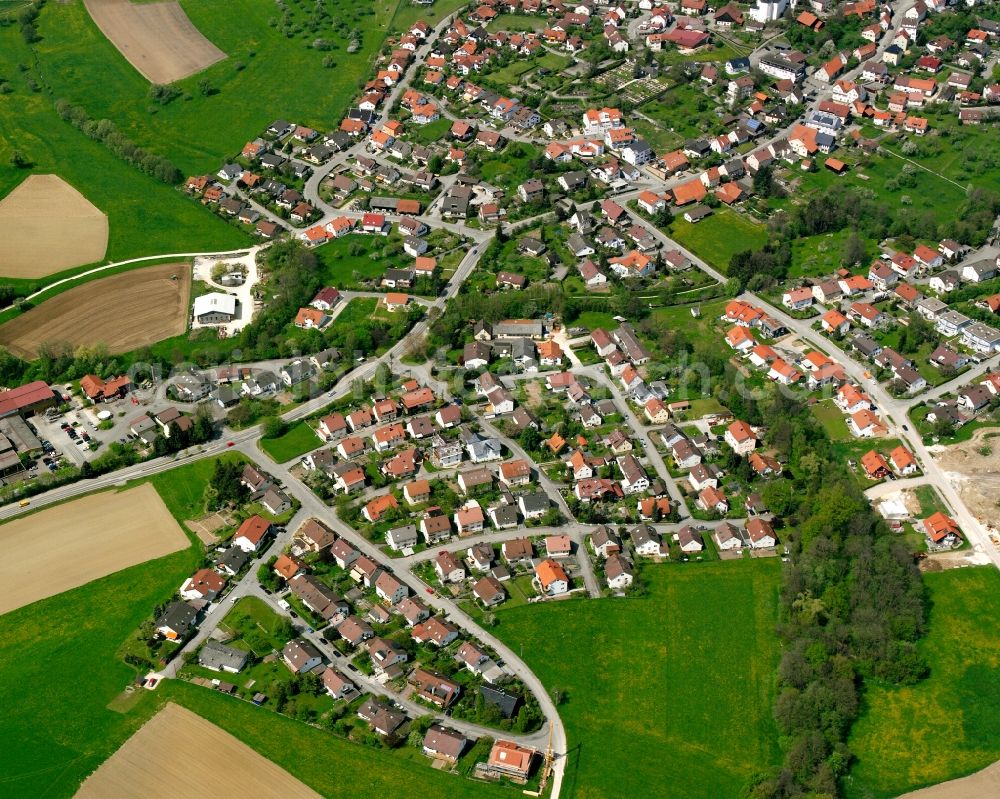 Ottenbach from the bird's eye view: Village view on the edge of agricultural fields and land in Ottenbach in the state Baden-Wuerttemberg, Germany