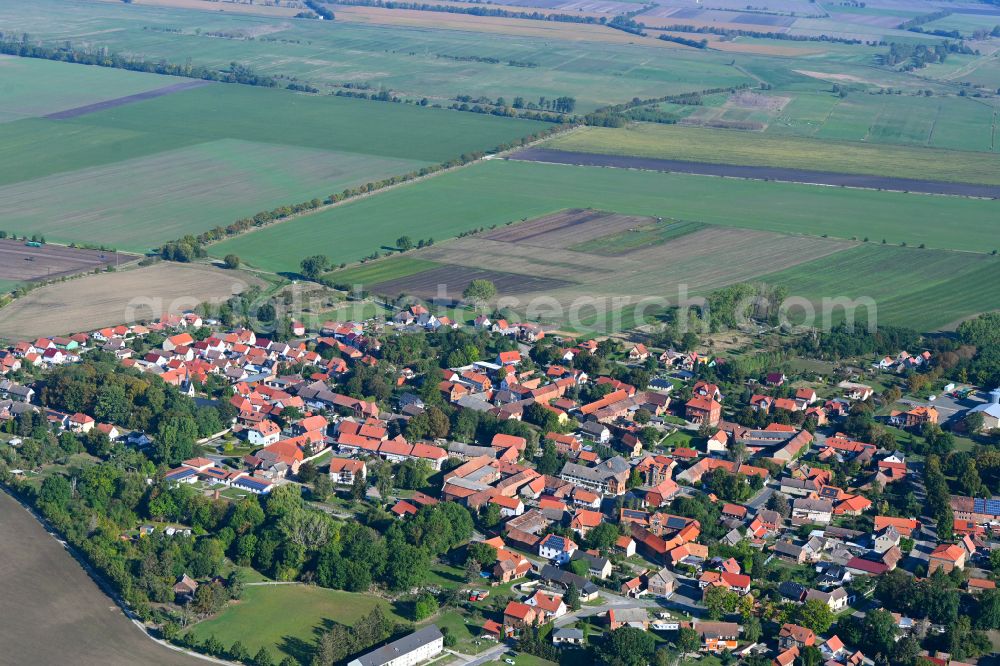 Aerial photograph Pabstorf - Village view on the edge of agricultural fields and land in Pabstorf in the state Saxony-Anhalt, Germany