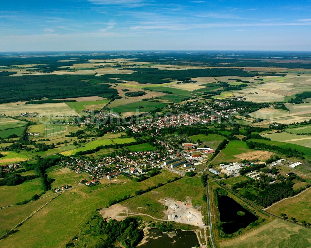 Padegrim from above - Village view on the edge of agricultural fields and land in Padegrim in the state Saxony-Anhalt, Germany