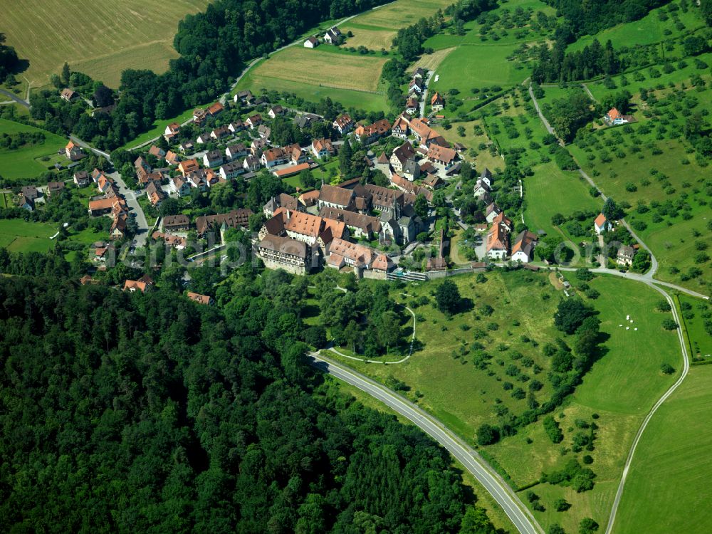 Pfrondorf from above - Village view on the edge of agricultural fields and land in Pfrondorf in the state Baden-Wuerttemberg, Germany