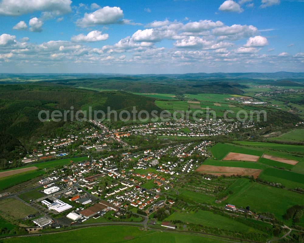 Aerial photograph Philippsthal (Werra) - Village view on the edge of agricultural fields and land in Philippsthal (Werra) in the state Hesse, Germany