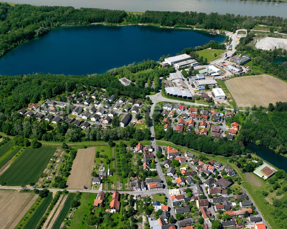 Aerial image Le Pont du Rhin - Village view on the edge of agricultural fields and land in Le Pont du Rhin in the state Baden-Wuerttemberg, Germany