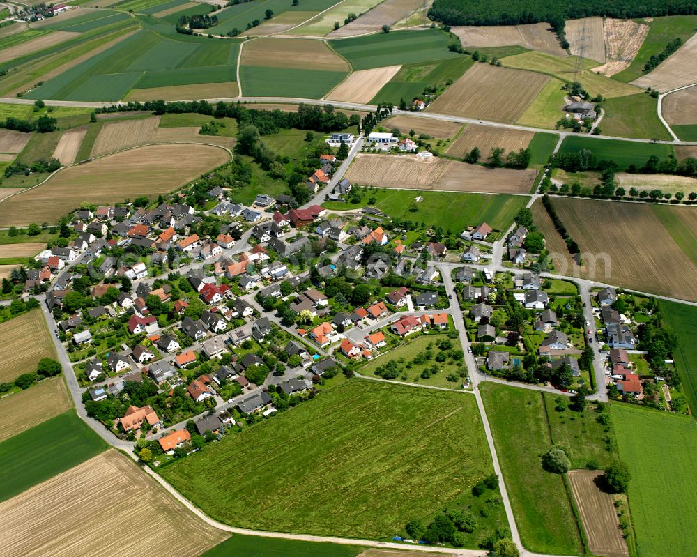 Aerial photograph Querbach - Village view on the edge of agricultural fields and land in Querbach in the state Baden-Wuerttemberg, Germany