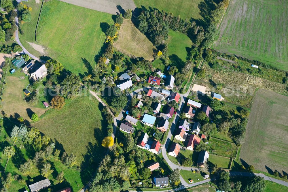 Aerial image Rankwitz - Village view on the edge of agricultural fields and land in Rankwitz in the state Mecklenburg - Western Pomerania, Germany