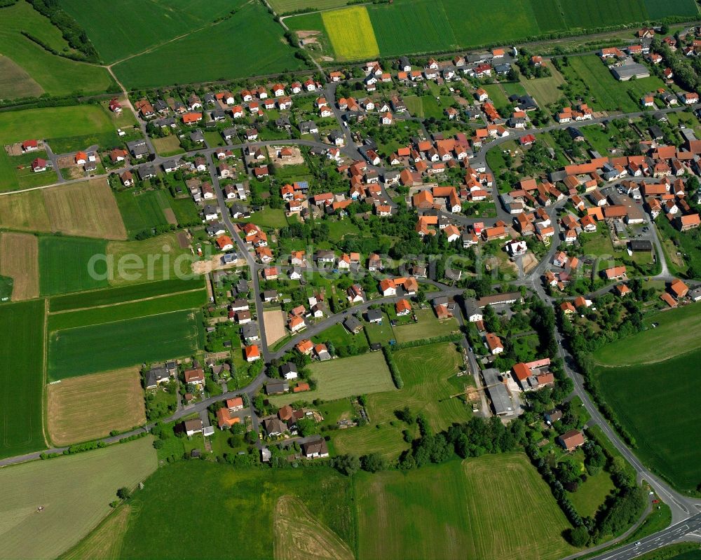 Ransbach from above - Village view on the edge of agricultural fields and land in Ransbach in the state Hesse, Germany