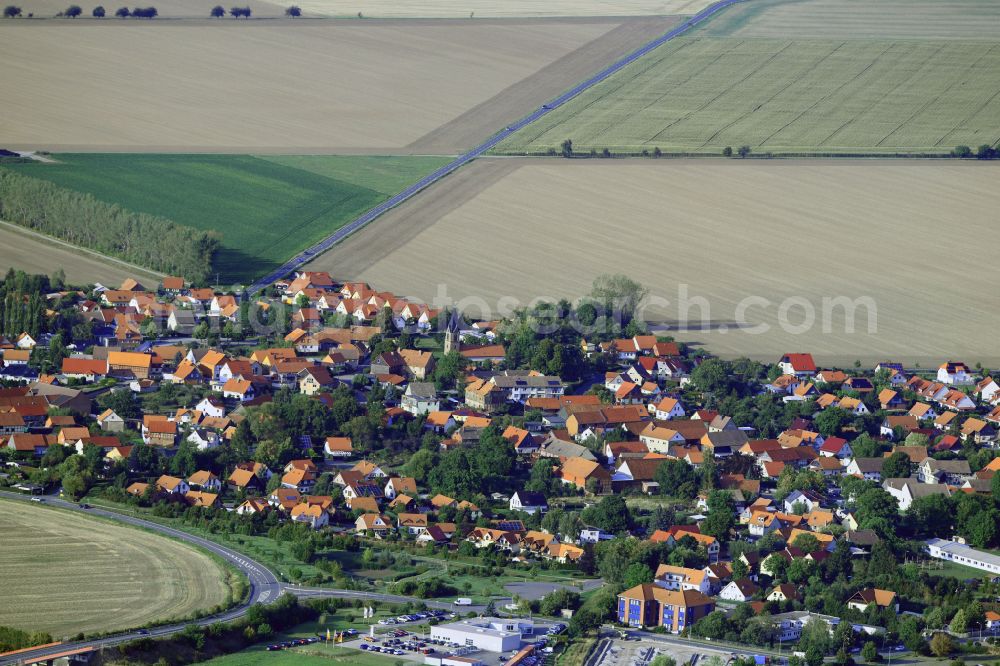 Reddeber from above - Village view on the edge of agricultural fields and land in Reddeber in the state Saxony-Anhalt, Germany