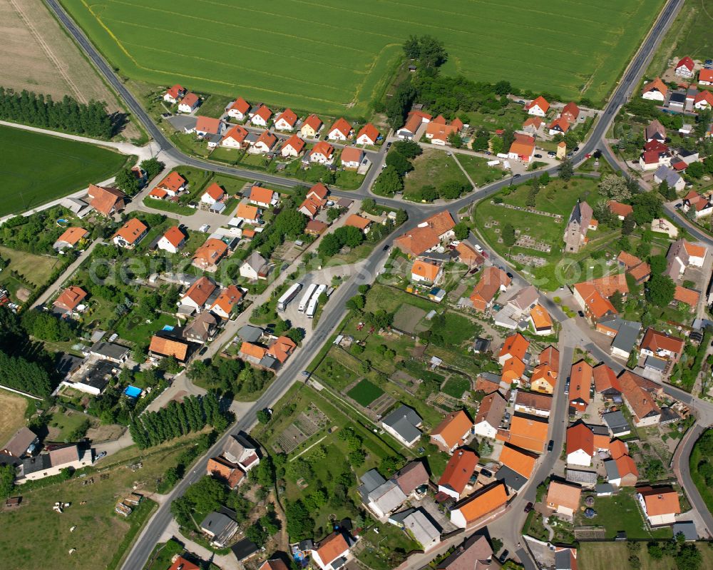 Aerial image Reddeber - Village view on the edge of agricultural fields and land in Reddeber in the state Saxony-Anhalt, Germany