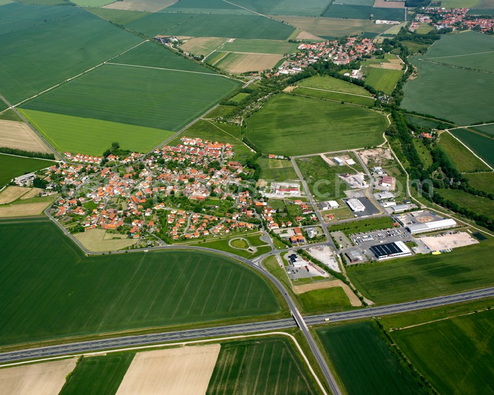 Aerial image Reddeber - Village view on the edge of agricultural fields and land in Reddeber in the state Saxony-Anhalt, Germany