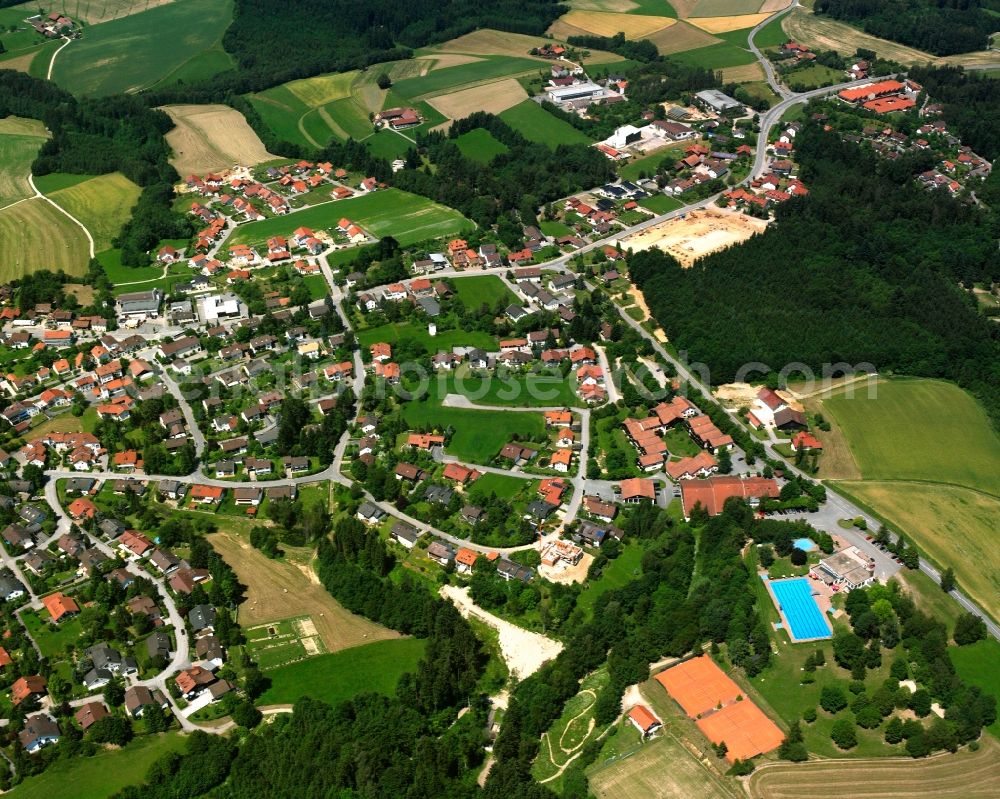 Aerial image Reihnbachholz - Village view on the edge of agricultural fields and land in Reihnbachholz in the state Bavaria, Germany