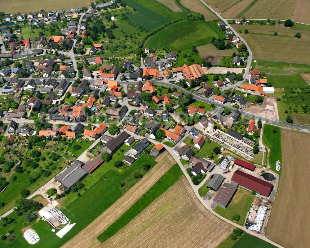 Rheinau from the bird's eye view: Village view on the edge of agricultural fields and land in Rheinau in the state Baden-Wuerttemberg, Germany