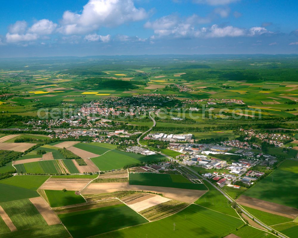 Aerial photograph Riedlingen - Village view on the edge of agricultural fields and land in Riedlingen in the state Baden-Wuerttemberg, Germany