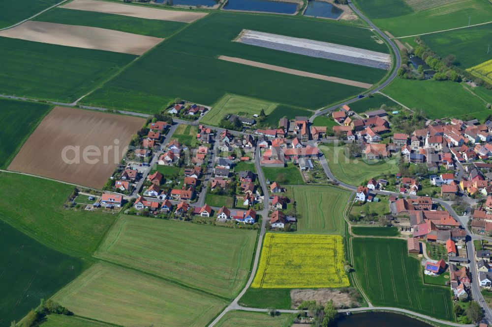 Aerial photograph Rimbach - Village view on the edge of agricultural fields and land in Rimbach in the state Bavaria, Germany