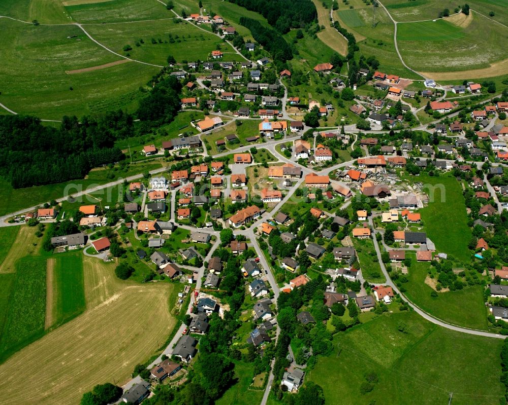 Rippolingen from above - Village view on the edge of agricultural fields and land in Rippolingen in the state Baden-Wuerttemberg, Germany