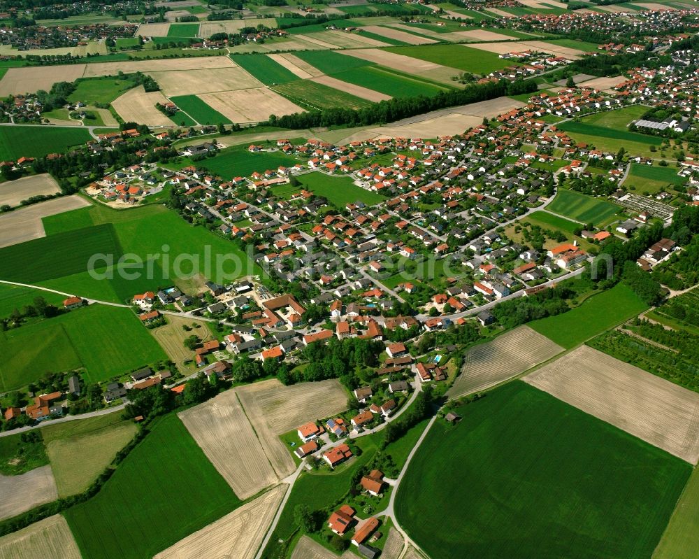 Ritzing from above - Village view on the edge of agricultural fields and land in Ritzing in the state Bavaria, Germany