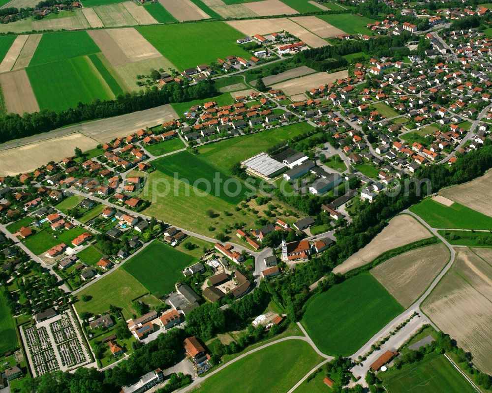 Aerial image Ritzing - Village view on the edge of agricultural fields and land in Ritzing in the state Bavaria, Germany