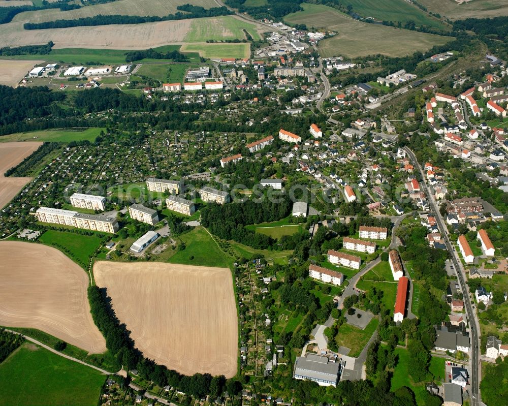 Aerial photograph Rochlitz - Village view on the edge of agricultural fields and land in Rochlitz in the state Saxony, Germany