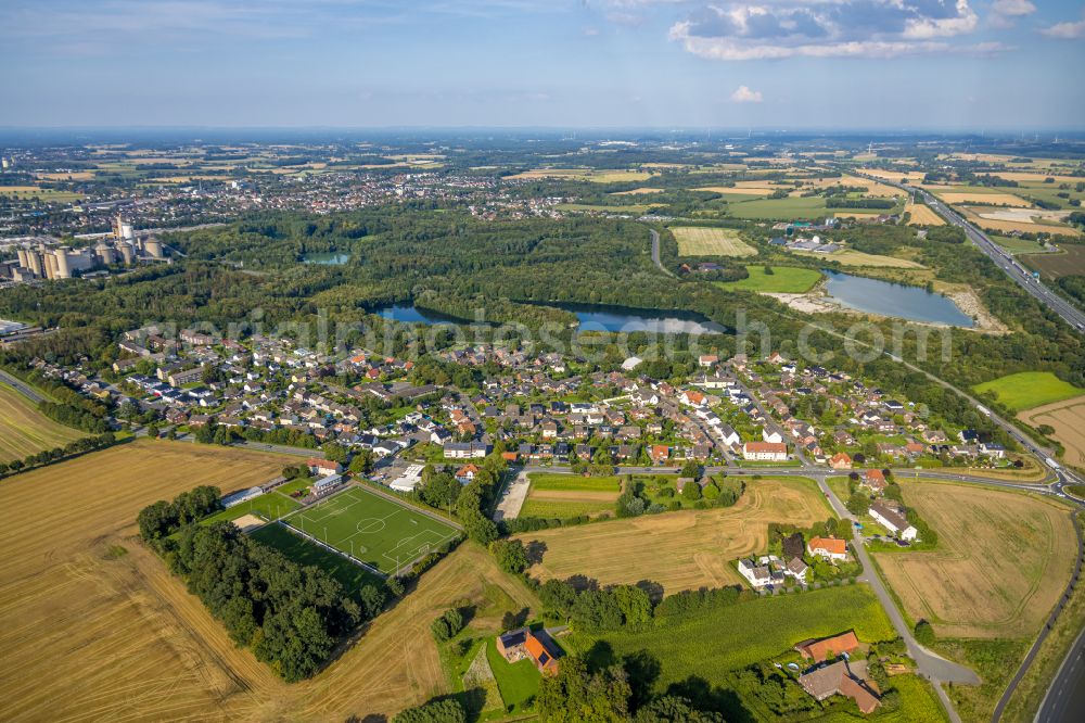 Roland from above - Village view on the edge of agricultural fields and land in Roland in the state North Rhine-Westphalia, Germany