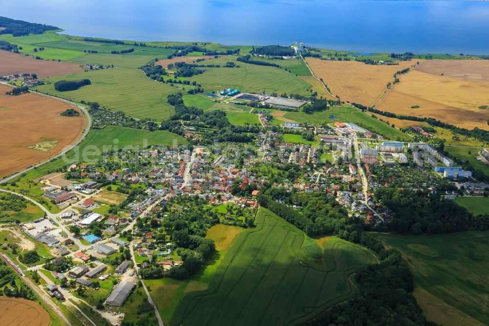 Sagard from the bird's eye view: Village view on the edge of agricultural fields and land in Sagard in the state Mecklenburg - Western Pomerania, Germany