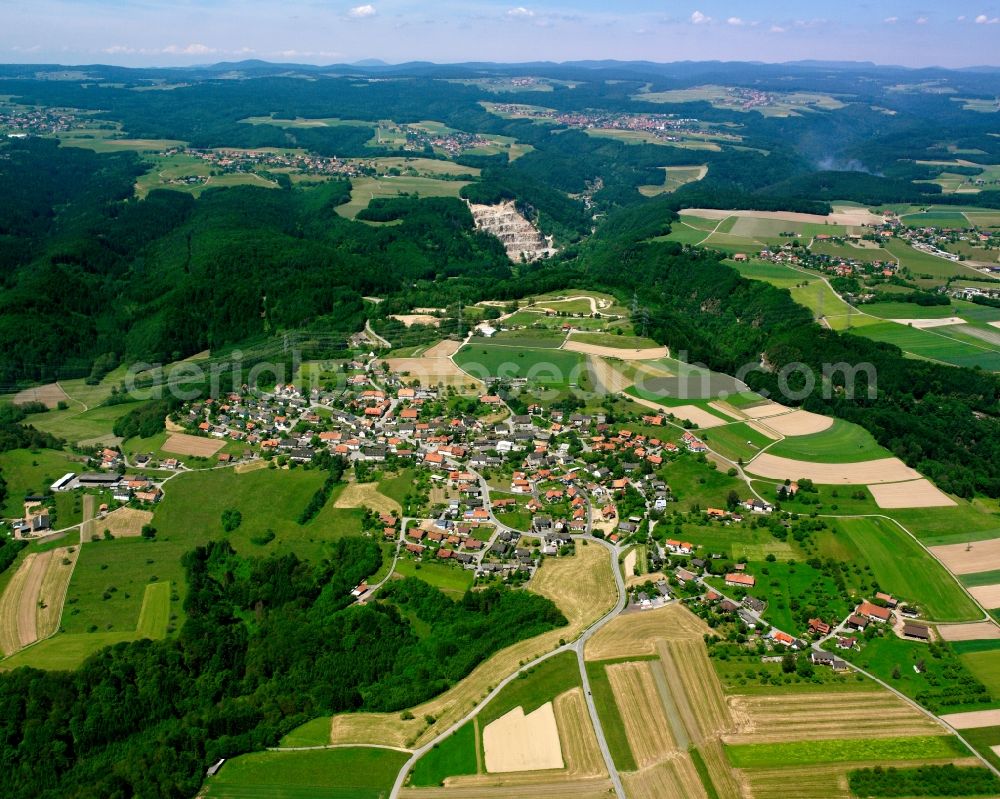 Aerial photograph Schachen - Village view on the edge of agricultural fields and land in Schachen in the state Baden-Wuerttemberg, Germany