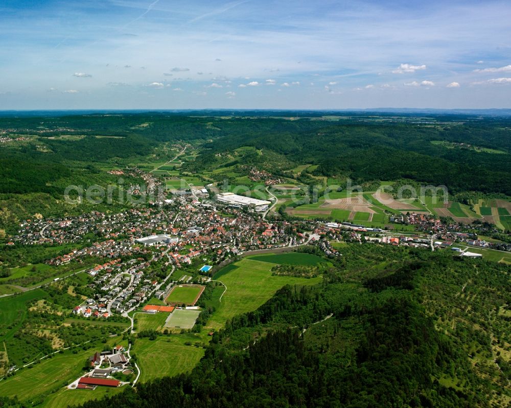 Aerial image Schlechtbach - Village view on the edge of agricultural fields and land in Schlechtbach in the state Baden-Wuerttemberg, Germany