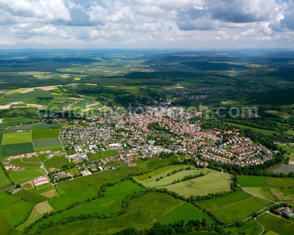 Aerial photograph Schlitz - Village view on the edge of agricultural fields and land in Schlitz in the state Hesse, Germany