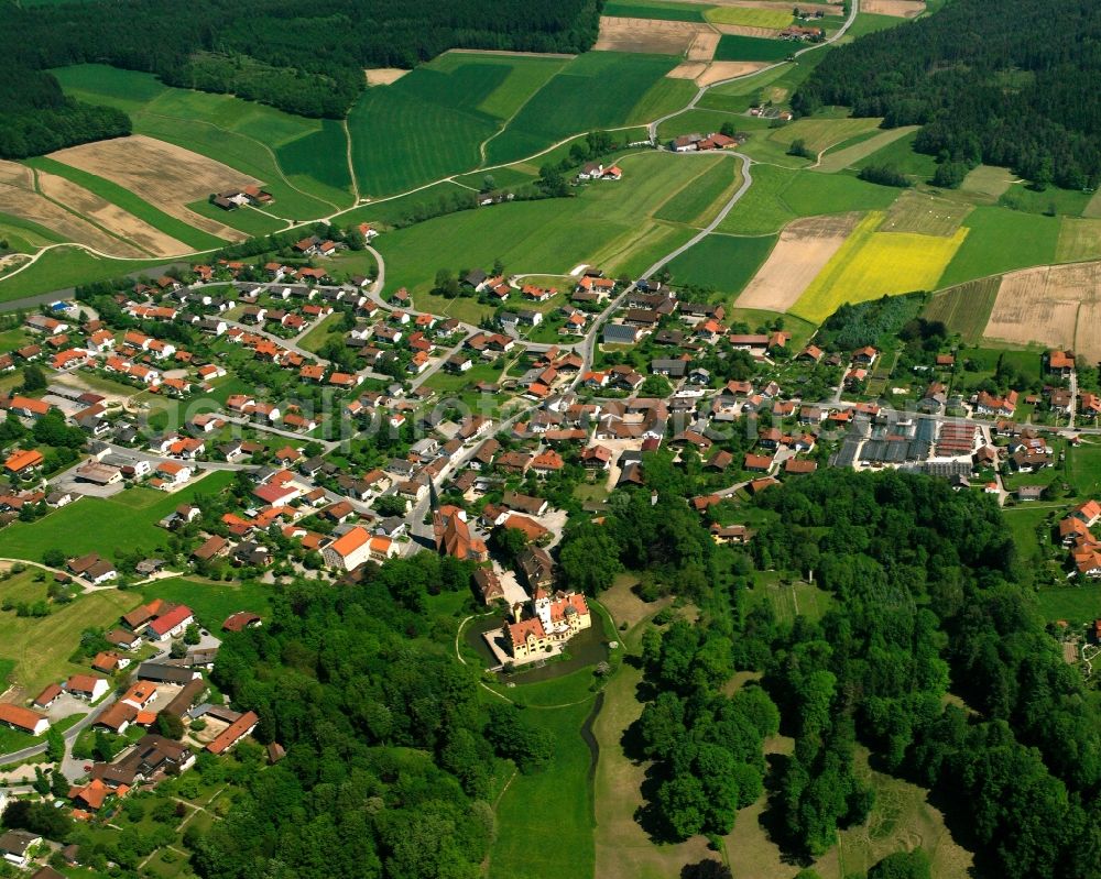 Aerial photograph Schönau - Village view on the edge of agricultural fields and land in Schönau in the state Bavaria, Germany