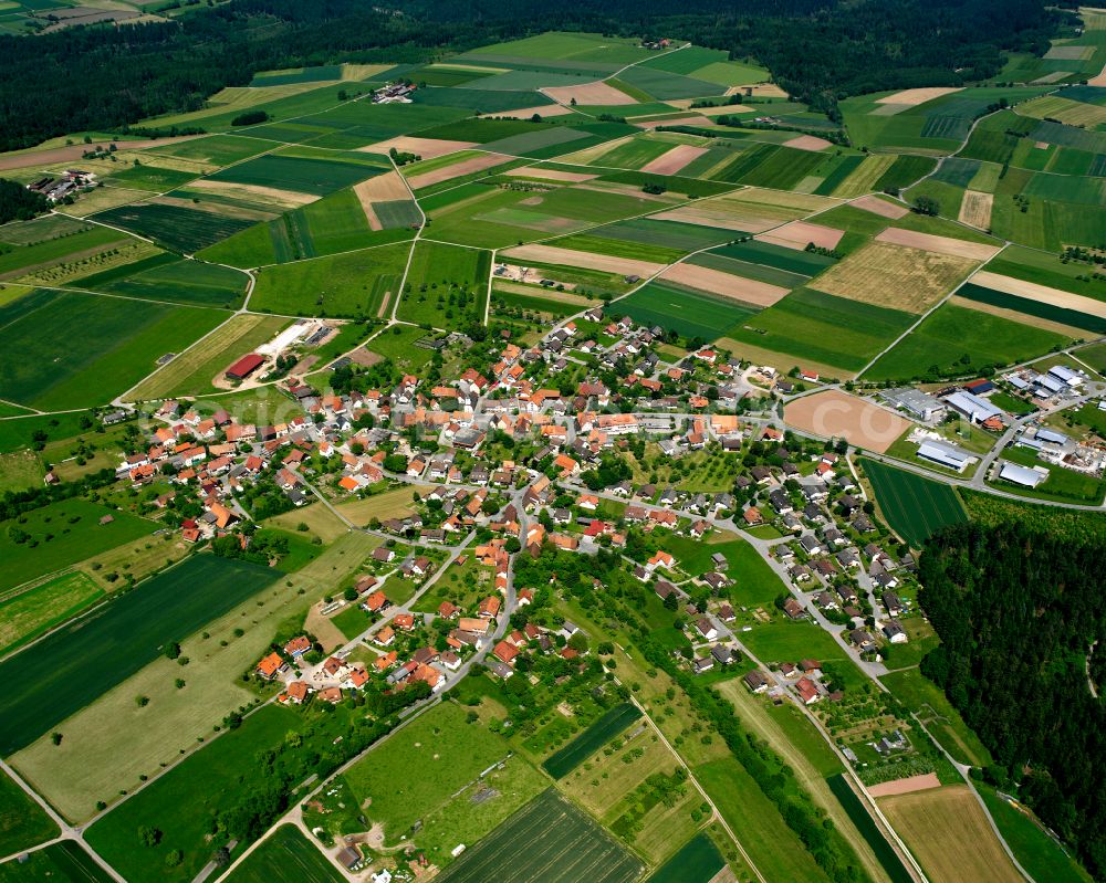 Aerial photograph Schönbronn - Village view on the edge of agricultural fields and land in Schönbronn in the state Baden-Wuerttemberg, Germany