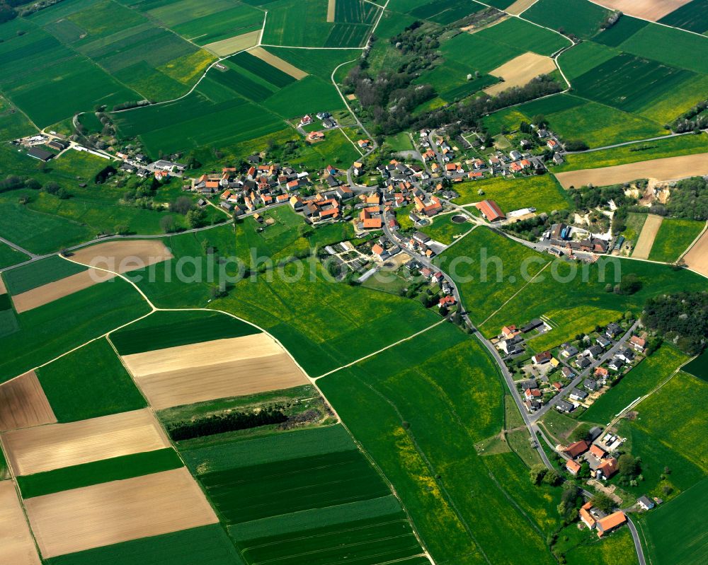 Aerial image Schwabenrod - Village view on the edge of agricultural fields and land in Schwabenrod in the state Hesse, Germany