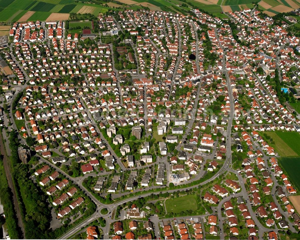 Aerial photograph Schwaikheim - Village view on the edge of agricultural fields and land in Schwaikheim in the state Baden-Wuerttemberg, Germany