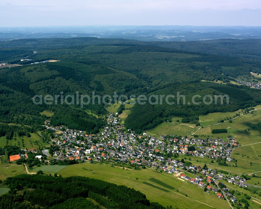 Aerial image Seelbach - Village view on the edge of agricultural fields and land in Seelbach in the state Hesse, Germany