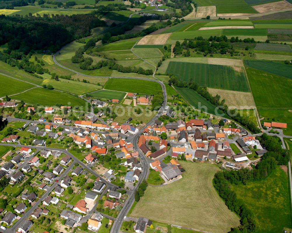 Aerial image Seibelsdorf - Village view on the edge of agricultural fields and land in Seibelsdorf in the state Hesse, Germany