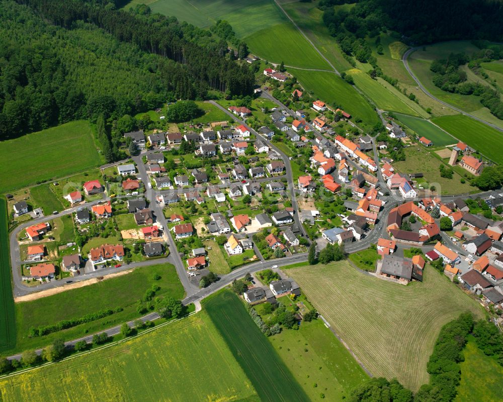 Aerial photograph Seibelsdorf - Village view on the edge of agricultural fields and land in Seibelsdorf in the state Hesse, Germany