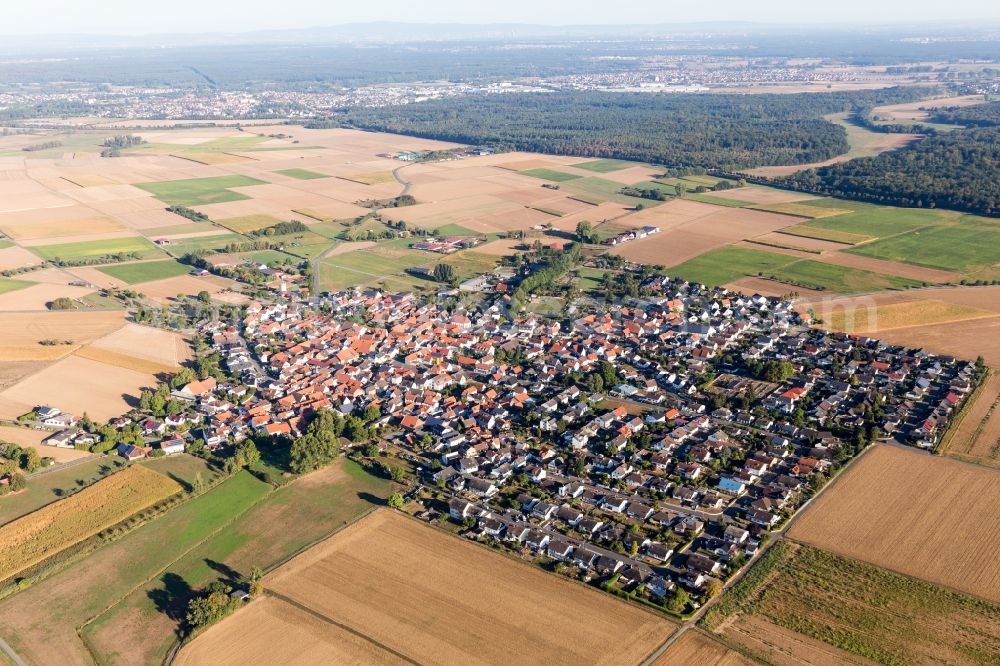 Semd from above - Village view on the edge of agricultural fields and land in Semd in the state Hesse, Germany