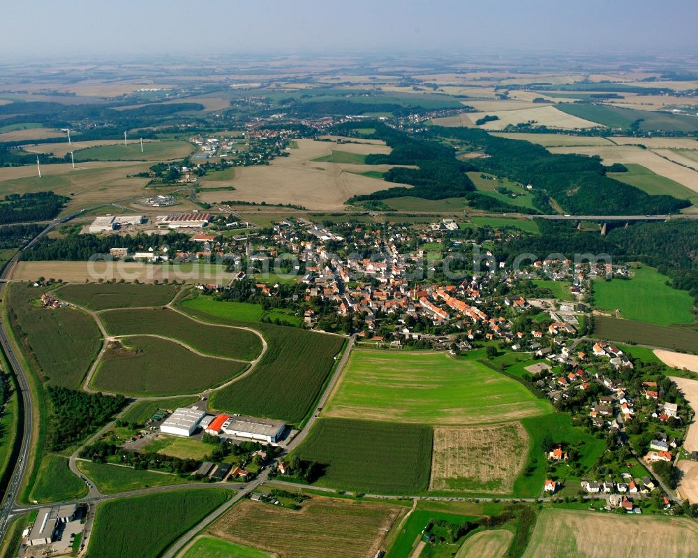 Aerial image Siebenlehn - Village view on the edge of agricultural fields and land in Siebenlehn in the state Saxony, Germany