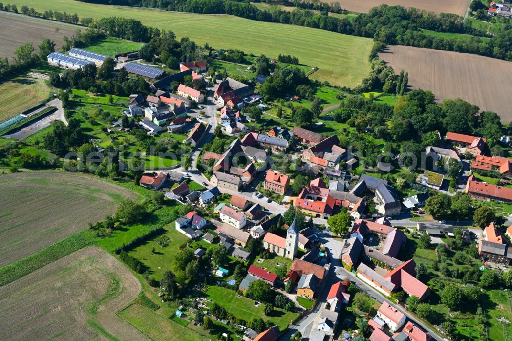 Aerial image Sieglitz - Village view on the edge of agricultural fields and land in Sieglitz in the state Saxony-Anhalt, Germany