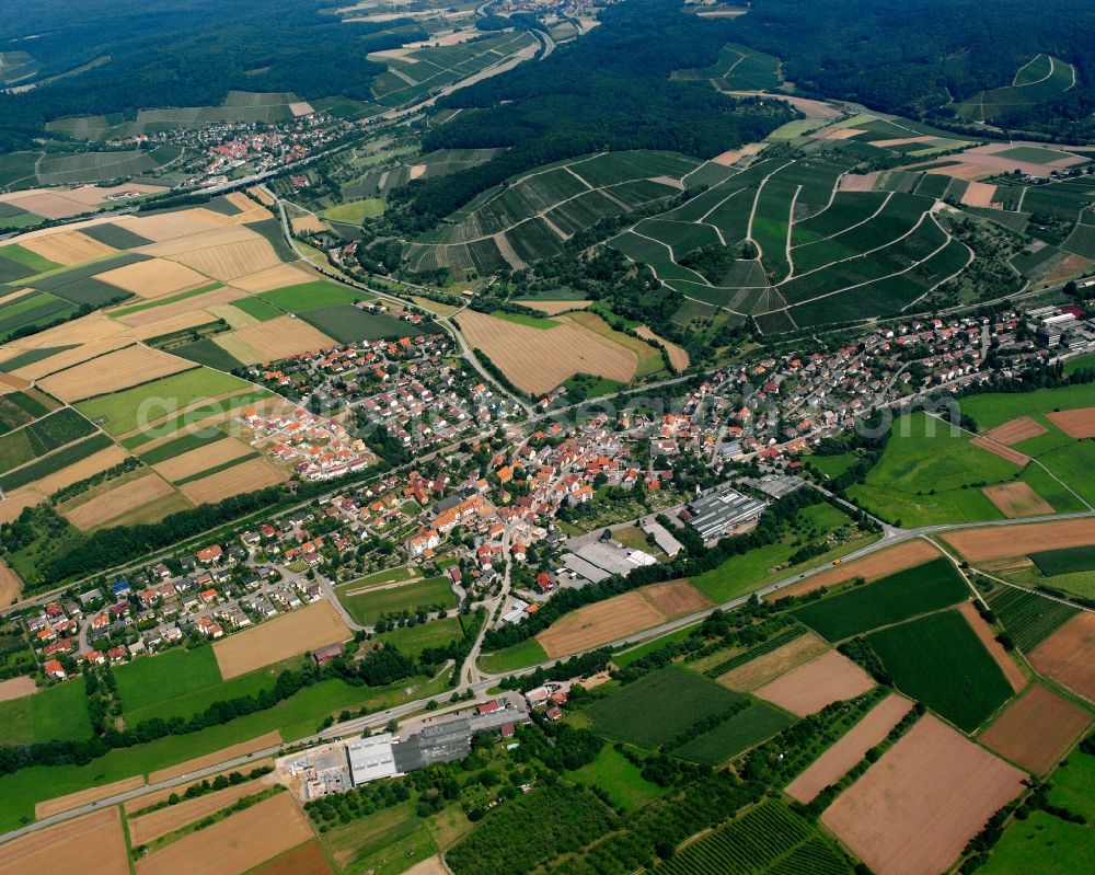 Aerial image Sülzbach - Village view on the edge of agricultural fields and land in Sülzbach in the state Baden-Wuerttemberg, Germany