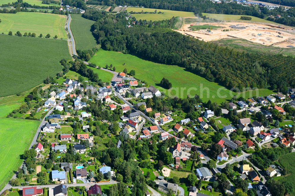 Aerial image Sommeritz - Village view on the edge of agricultural fields and land in Sommeritz in the state Thuringia, Germany