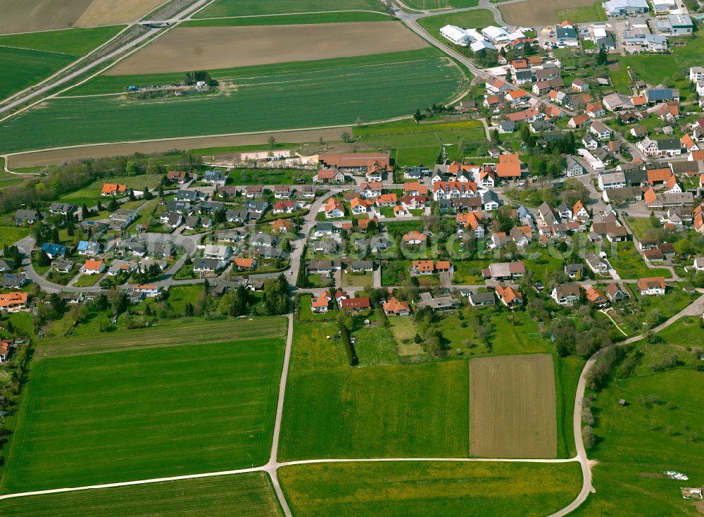 Aerial image Sontheim - Village view on the edge of agricultural fields and land in Sontheim in the state Baden-Wuerttemberg, Germany