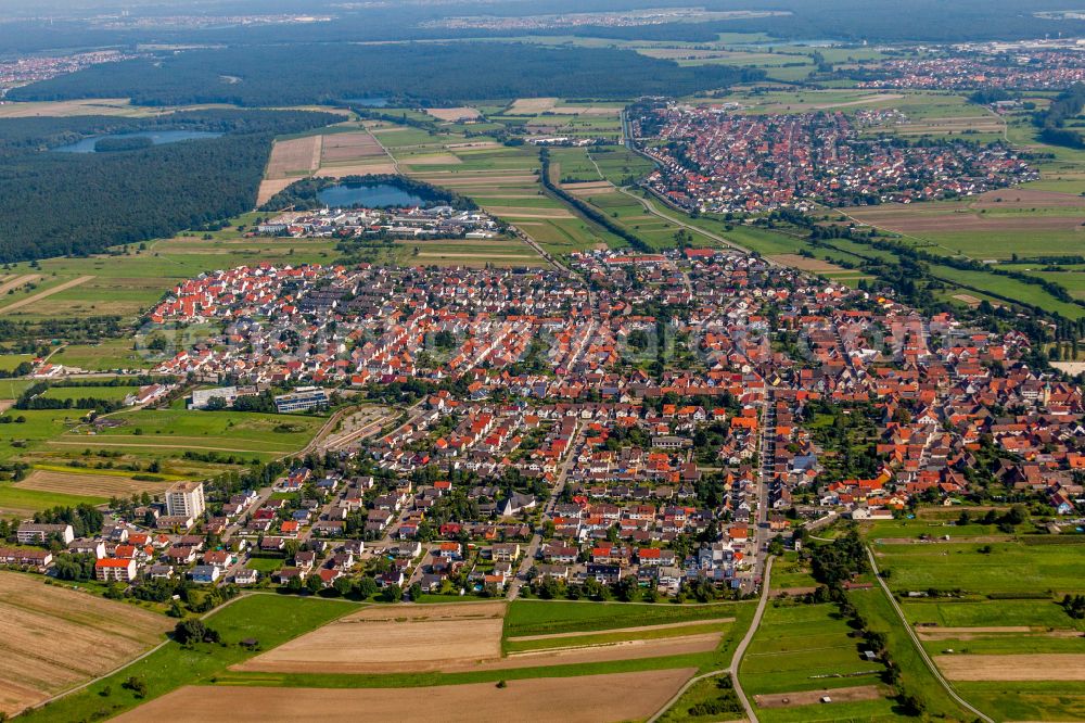 Spöck from the bird's eye view: Village view on the edge of agricultural fields and land in Spoeck in the state Baden-Wuerttemberg, Germany