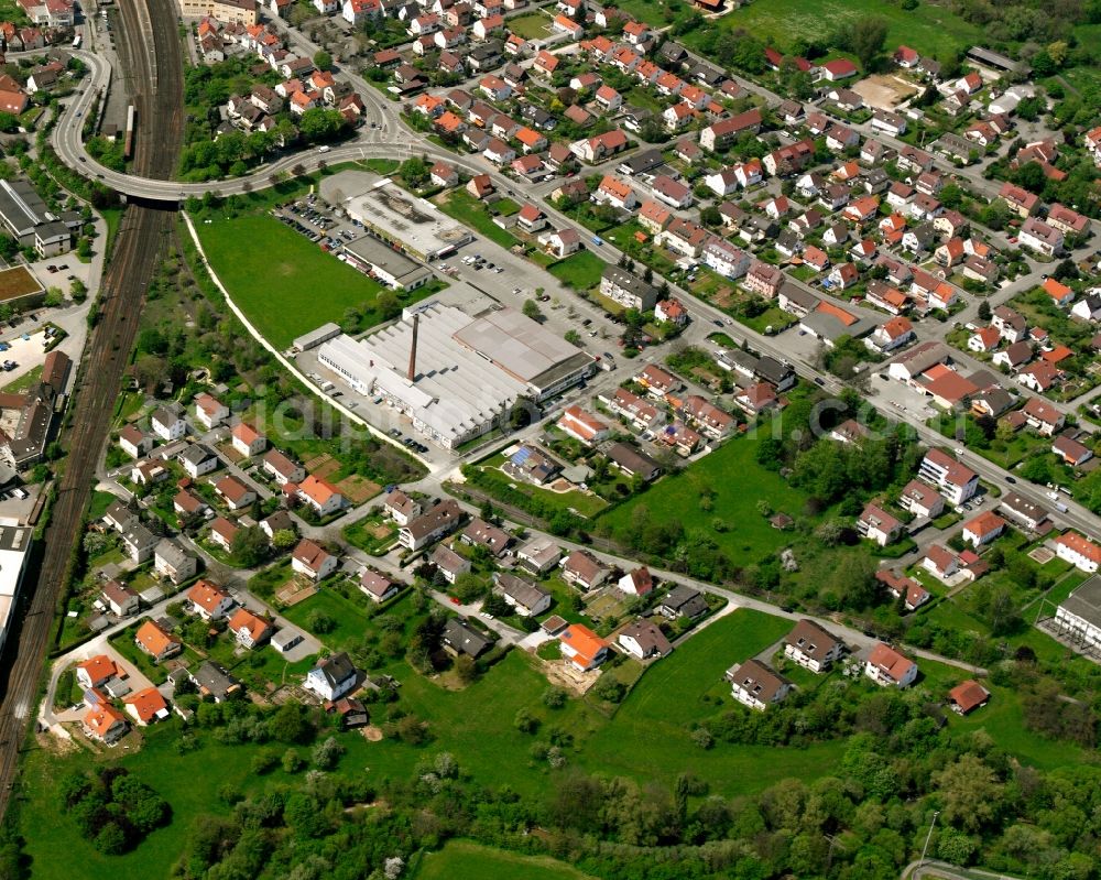 Süßen from above - Village view on the edge of agricultural fields and land in Süßen in the state Baden-Wuerttemberg, Germany