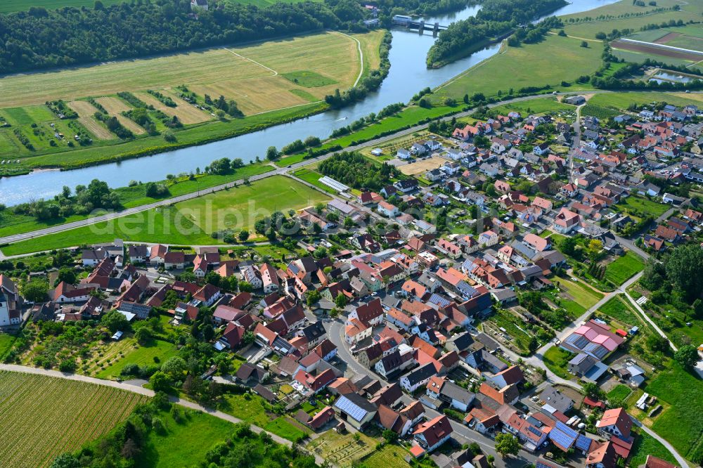 Aerial image Stammheim - Village view on the edge of agricultural fields and land in Stammheim in the state Bavaria, Germany